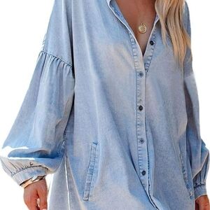 Women's Light Blue Button Down Shirt
